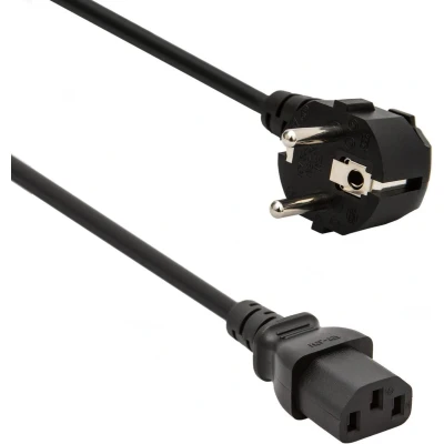 Afbeelding van Voedingskabel Zwart Cee 7/7 90 graden + C13 L=1.5 M 3G 1.0 mm