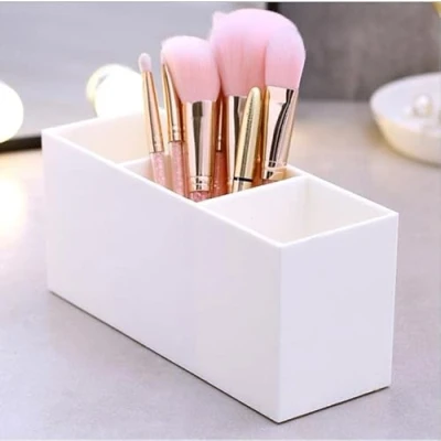 Afbeelding van Make up Penseelhouder, 3 Sleuven, Penseel Organizer, Eyeliners, Lippenstift, Lipgloss, Opbergdoos