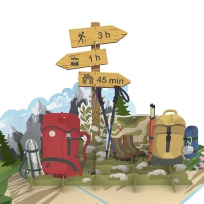 Afbeelding van MOKIO® Pop up kaart wandelen/klimmen 3D cadeaubon voor bergtochten, bergbeklimmen of wandelvakanties, cadeaukaart reizen en wandelen
