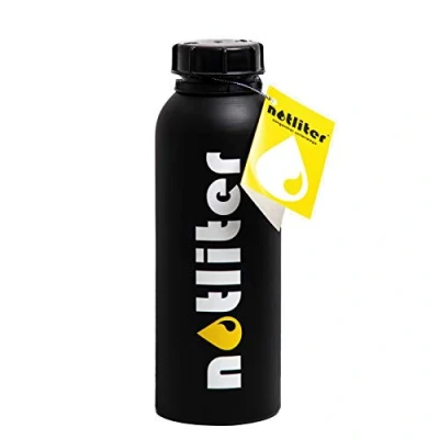 Afbeelding van jerrycan benzine brandstofjerrycan zwart mat 1,25 liter voor benzine, diesel, water enz. motorcadeau tekenfles cadeau rijbewijs motorfiets