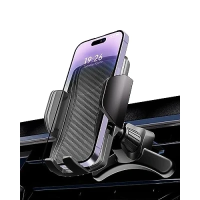 Afbeelding van Hoppac telefoonhouder voor auto, de ventilatierooster [2023, verbetering van stalen haak en 360 rotatie een ontgrendelingsknop] smartphone iPhone Max Android 4 7