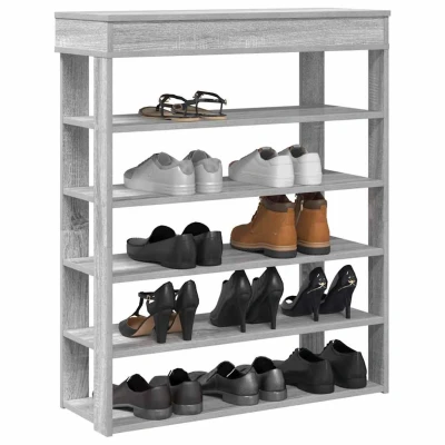 Afbeelding van Schoenenrek 80x30x98 cm bewerkt hout grijs sonoma