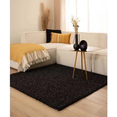 Afbeelding van Hoogpolig Vloerkleed Shaggy Trend Effen Antraciet 160x160 Cm