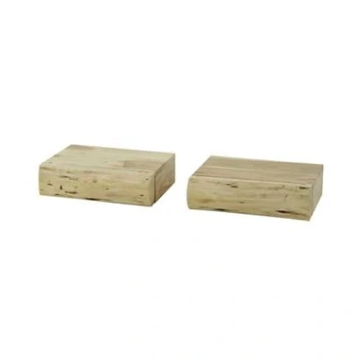 Afbeelding van Giga Meubel Zwevend Nachtkastje Tree XS Set van 2 Acaciahout Naturel