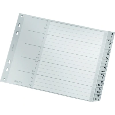 Afbeelding van Leitz 1262 Register DIN A4, Bovenbreedte A Z Polypropyleen Grijs 20 tabbladen 12620000