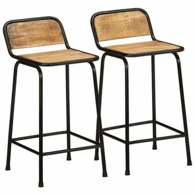 Image de vidaXL Tabourets de bar lot 2 bois massif manguier brut4013530