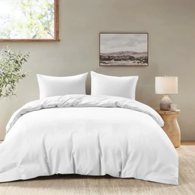 Image de Dreamzie Parure de lit, avec 2 taies d’oreiller 50 x 70 cm, housse couette 200 en 100 % microfibre, certifiée sans produits chimiques Oeko Tex, pour adulte, blanche