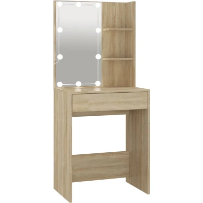 Afbeelding van Kaptafel Met Led Verlichting 60X40X140 Cm Gerookt Eikenkleur Sonoma eiken
