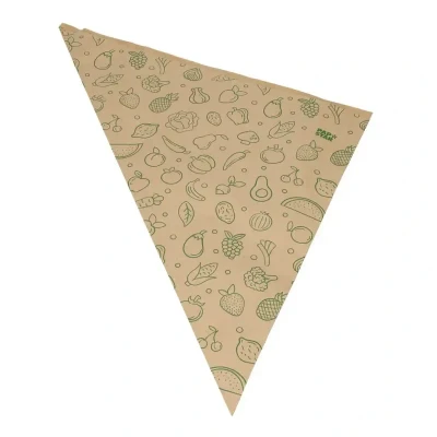 Afbeelding van Paper and Cardboard Cone Bags &quot;Fruits &amp; Vegs&quot; Brown Kraft 525 x 370 370mm (Filling content 1500 Grams)