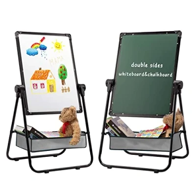 Afbeelding van Pizarra Infantil Caballete para niños Blanca en Magnetica Infantil, Altura Ajustable &amp; 360Rotación con Conjunto Completo, Black