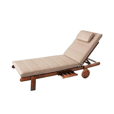 Afbeelding van PillowPrim Matras voor tuinmeubelen, ligstoel, balkon, buiten, stoelkussen, beige, 204 x 60 cm