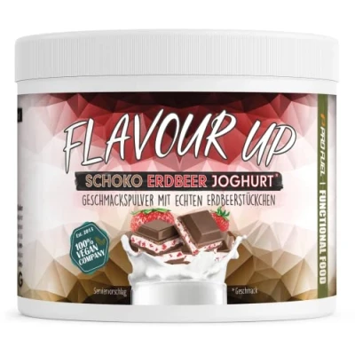 Afbeelding van Chocoladepoeder aardbei yoghurt 250 g heerlijke smaak en zachtheid slechts 11 kcal per portie veelzijdig inzetbaar voor levensmiddelen dranken gearomatiseerd poeder Flavour Up
