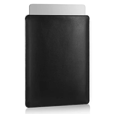 Afbeelding van MoKo Laptophoes, 14 inch, compatibel met MacBook Pro inch 2021, transporttas van PU, dun, licht, voor heren en dames, zwart