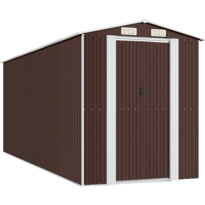 Afbeelding van vidaXL Tuinschuur 192x523x223 cm gegalvaniseerd staal donkerbruin