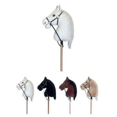 Afbeelding van RL24 Hobby Horse IRHFree Spirit van Imperial Riding pluche speelpaard met houten stok en korte manen stokpaard zonder handgrepen wielen wit