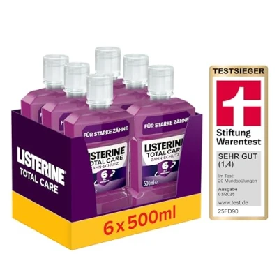 Afbeelding van LISTERINE Total Care 6 x 500 ml mondwater anti cariës in 1 effect antibacterieel beschermt tegen tandvleesproblemen tot 24 uur frisse adem