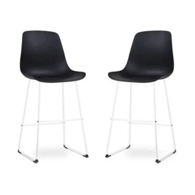 Afbeelding van Nolon Nino Pip barkruk zwart wit onderstel 75 cm set van 2