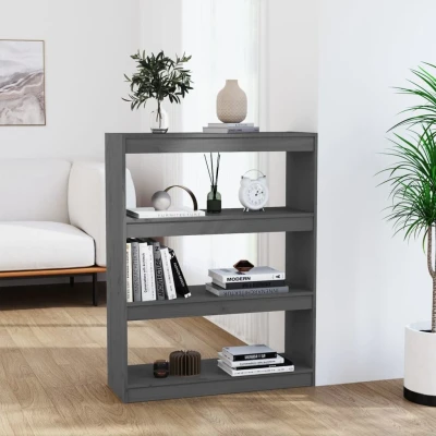 Afbeelding van Boekenkast/kamerscherm 80x30x103,5 cm massief grenenhout grijs