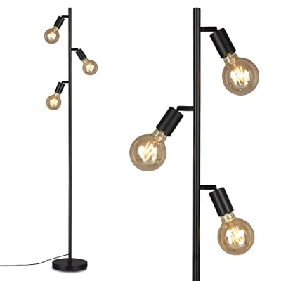 Afbeelding van Briloner Leuchten Vloerlamp 3xE27 max.10W kabelschakelaar zwart mat metaal