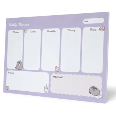 Afbeelding van Grupo Erik Notitieblok A4 weekoverzicht Pusheen bureauonderlegger, weekplanner kantoorbenodigdheden, schoolbenodigdheden, bureau organizer