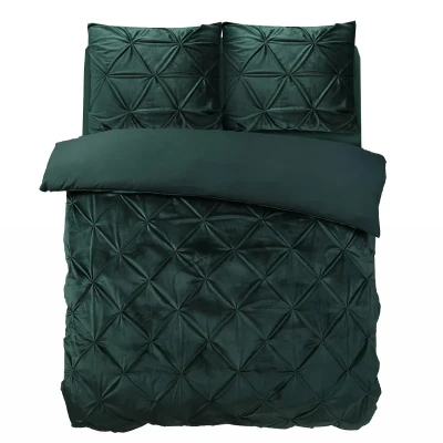 Afbeelding van Dekbedovertrek Velvet Pintuck Groen Patroon 140x200 Cm Anti Allergie Sleeptime Dekbed Discounter.nl