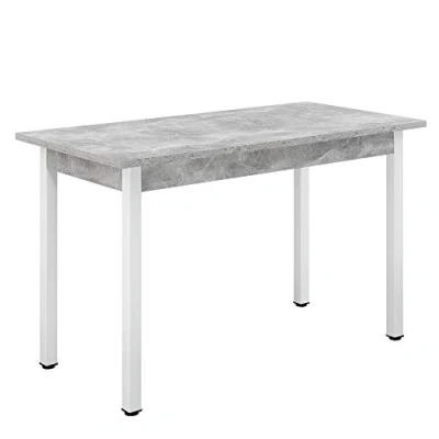 Afbeelding van Eettafel Den Haag 120x60x75 cm betonkleurig en wit