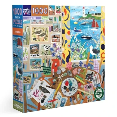Afbeelding van eeBoo SEABIRDS Volwassen gerecycled karton kleurrijke puzzel 1000 stukjes met vogels PZTSAB