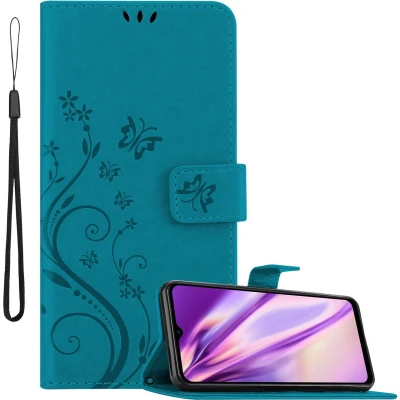 Afbeelding van Cadorabo Hoesje geschikt voor Samsung Galaxy M33 5G in BLOEMEN BLAUW Beschermhoes bloemmotief met magnetische sluiting, standfunctie en kaartsleuven Book Case Cover Etui