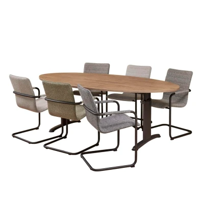 Afbeelding van Vergadertafel Work ellips 220x110cm frame Wit (RAL9010) blad Ahorn