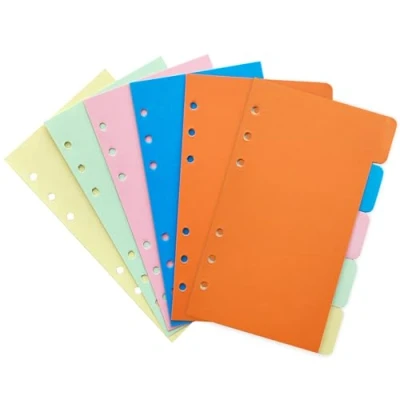 Afbeelding van DY.2ten Ordnertabbladen met 6 gaten, 1/5 snijtabbladen, A6 formaat, robuuste papieren tabbladen 5 voor school, kantoor, thuis, 2 sets, 10