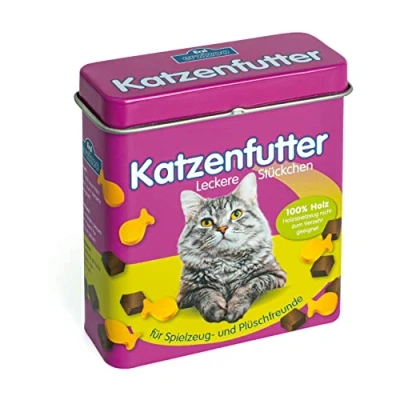 Afbeelding van Erzi Pretend Play houten kruidenierswinkel Merchandize Kattenvoer in metalen doos Engelse versie
