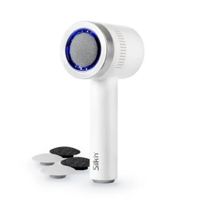 Afbeelding van Silk&#039;n Elektrische eeltverwijderaar met extra refill set 2 slijpschijven Ingebouwd vacuümsysteem Herlaadbare Pedicureset Vacupedi Wit