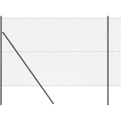 Afbeelding van vidaXL Kettinglink hek met 7 palen 1,5x10 m Gegalvaniseerd staal Grijs