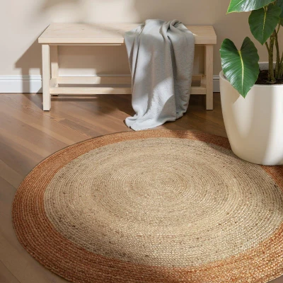 Afbeelding van Jute Vloerkleed Jutta Rond Naturel Ø 100 Cm Home Collectie Dekbed Discounter.nl