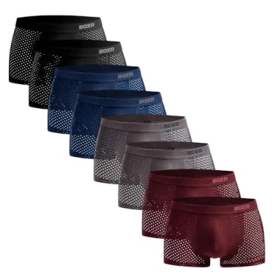 Afbeelding van BOXR Underwear Boxershorts van bamboe, set 8 stuks, zacht als zijde, ademend en milieuvriendelijk Comfortabel (S 3XL), Meerkleurig