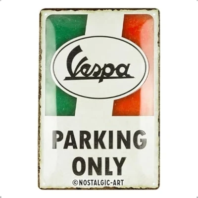 Afbeelding van Wandbord Vespa Parking Only Italian Flag