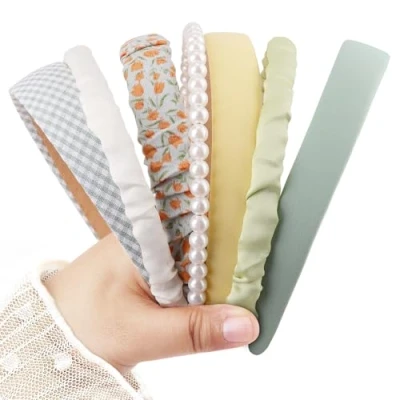 Afbeelding van DRESHOW Modieuze hoofdbanden voor vrouwen verschillende modellen antislip bloemen parel hoofdband gewatteerde haarband vintage haaraccessoires en meisjes