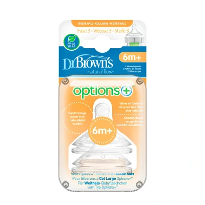 Afbeelding van Dr. Brown Brown&#039;s Options Anti colic Fles Speen Fase 3 Voor Brede Halsfles 2 Stuks