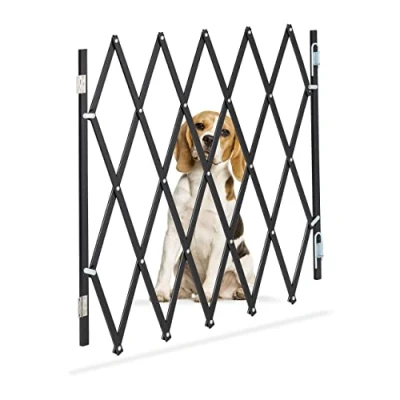 Afbeelding van Relaxdays hondenhekje binnen harmonica traphekje hond zwart max. 118 cm breed