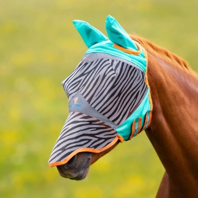 Afbeelding van Shires Vliegenmasker Dun Net met Oren en Neus Zebra Pony