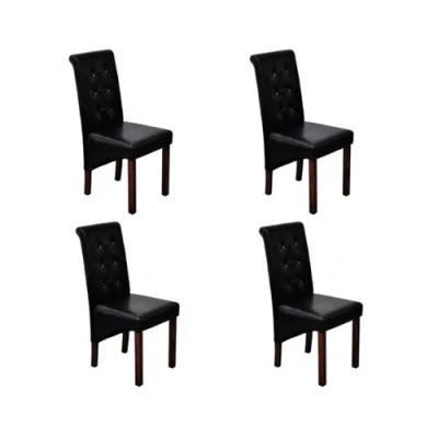 Afbeelding van vidaXL Eetkamerstoelen 4 st kunstleer zwart
