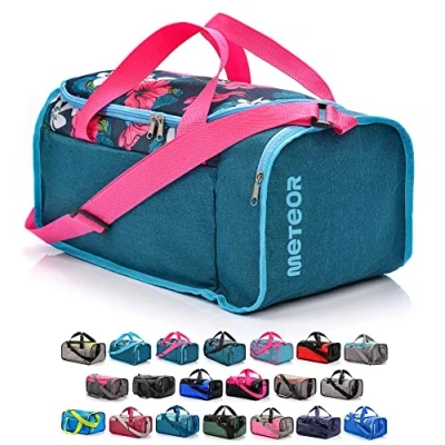 Afbeelding van meteor Sporttas Reistas Duffel Fitness Training Gym Weekend Werk, roze/blauwe bloemen, Sport