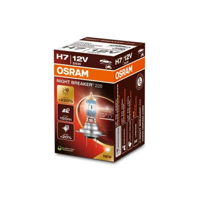 Afbeelding van OSRAM Night Breaker 220, H7, +220% meer helderheid, halogeen koplamp, 64210NB220, vouwdoos (1 lamp)