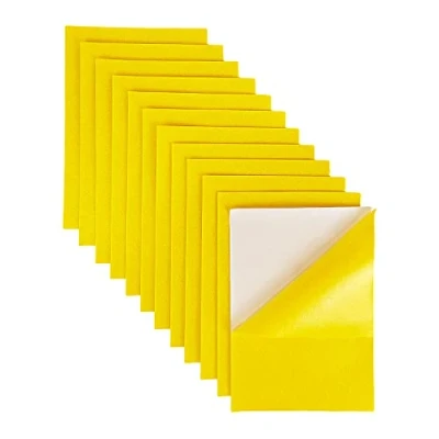 Afbeelding van Lot de 12 feuilles feutre autocollantes, couleurs assorties, 20,3 x 30,5 cm, pour loisirs créatifs (jaune)