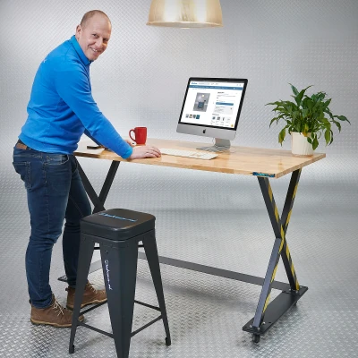 Afbeelding van Datona® Industriële werktafel 160 cm en werkplaatskruk