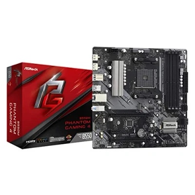 Image de ASRock B550M Phantom Gaming 4 carte mère micro ATX Socket AM4 AMD B550 Chipset USB 3.2 Gen 1 Gigabit LAN graphique embarquée (unité centrale requise) audio HD (8 canaux)