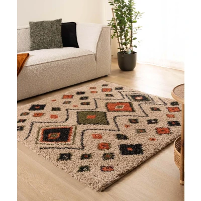 Afbeelding van Vierkant Hoogpolig Vloerkleed Bohemian Artisan Beige/multi 160x160 Cm