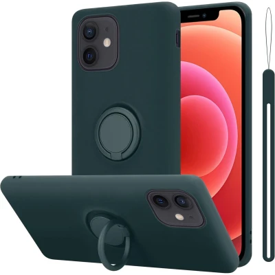 Afbeelding van Cadorabo Hoesje geschikt voor Apple iPhone 12 MINI in LIQUID GROEN Beschermhoes van flexibel TPU silicone Case Cover met ring