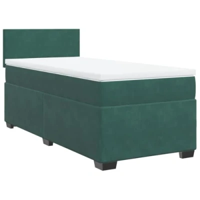 Image de vidaXL Lit à sommier tapissier et matelas Vert foncé 80x200 cm Velours