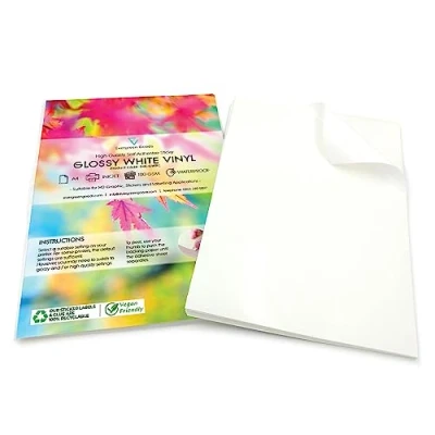Afbeelding van Evergreen Goods 20 vellen zelfklevend papier, A4, glanzend, wit, bedrukbaar, inkjet en laserpapier, maak je eigen stickers, snijplotter, productetiketten